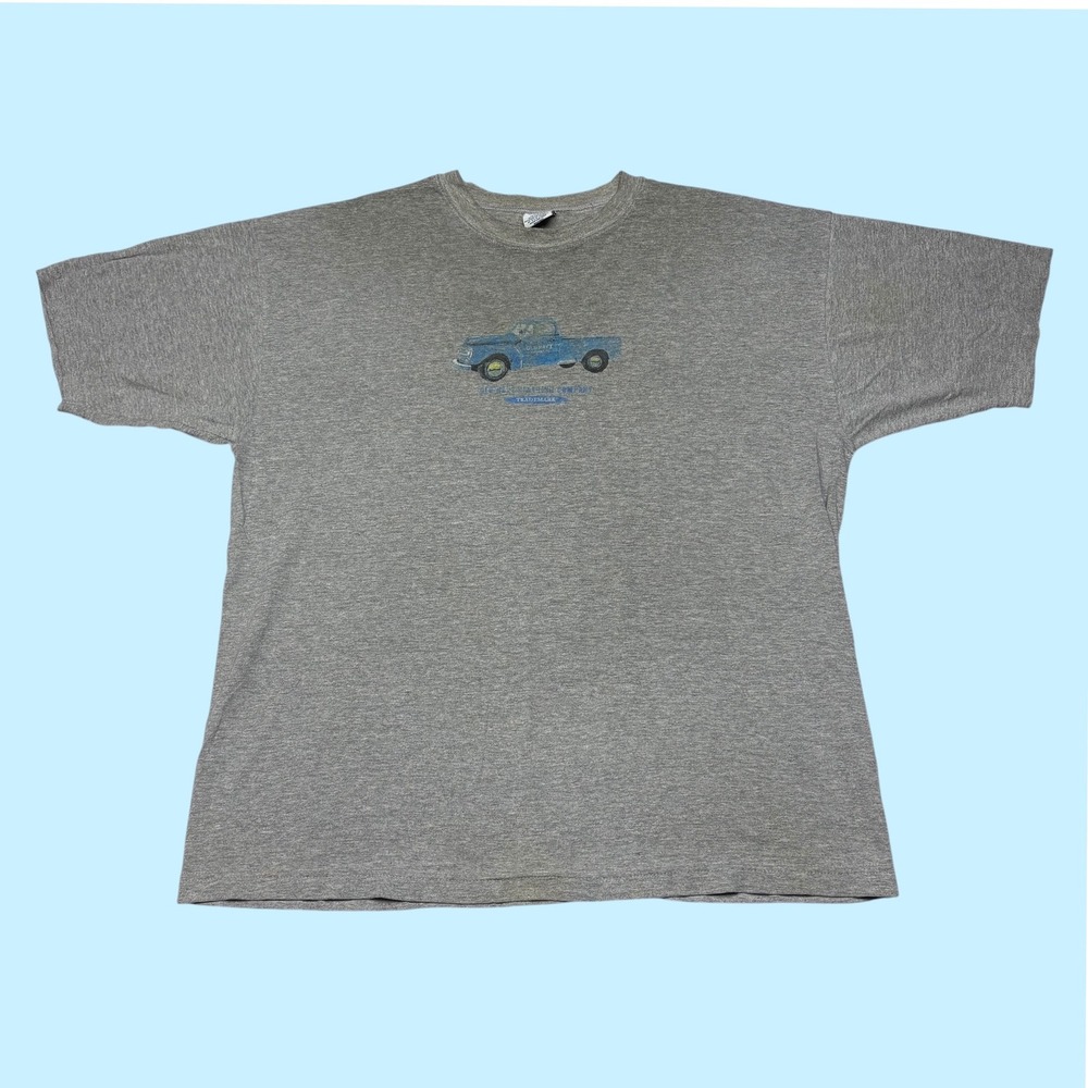 Vintage Old Navy Graphic Tee Mens L Gray Blue Pickup Truck Short Sleeve Shirt